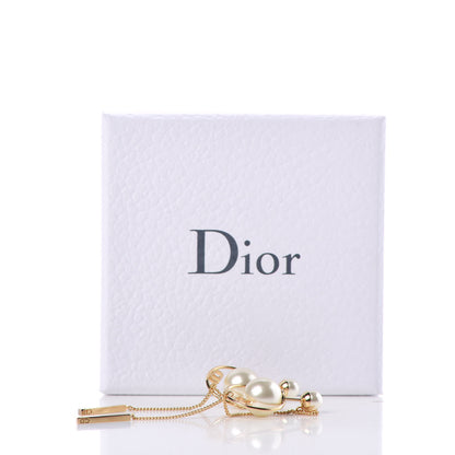 Christian Dior Pearl Tribales Dangle Chain Earrings Gold 5 of 5