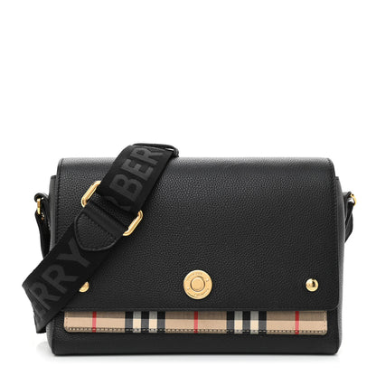 Burberry Grainy Calfskin Vintage Check Note Crossbody Bag Black 1 of 12