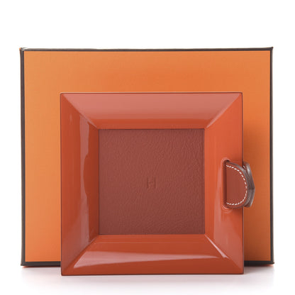 Hermes Lacquered Wood Taurillon Clemence Small Atrium Change Tray Orange Sanguine 6 of 6