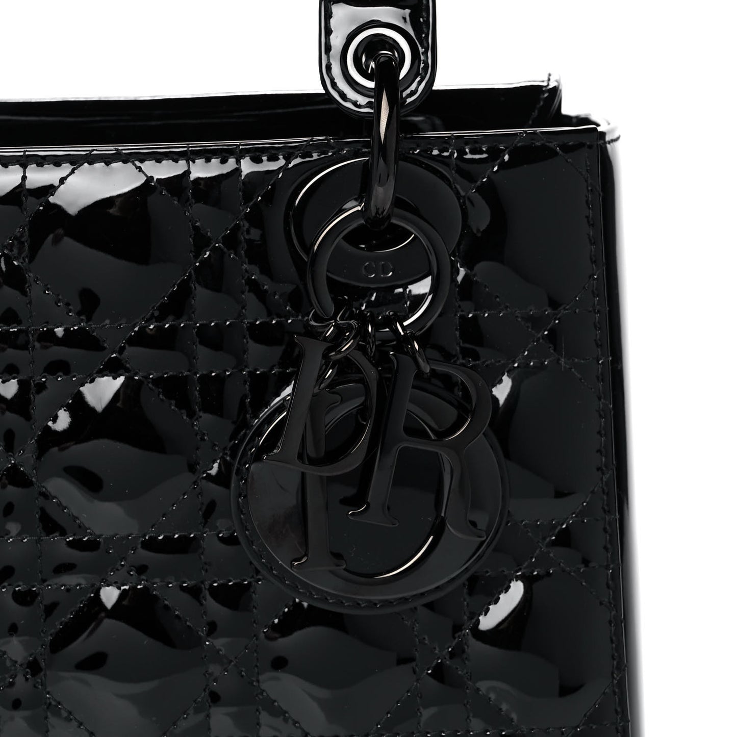 Patent Cannage Small Lady Dior Black
