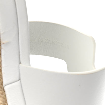 Hermes Goatskin Elda Espadrille Wedge Sandals 39 White 6 of 9