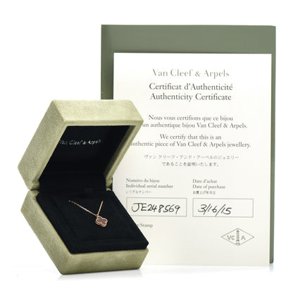 Van Cleef & Arpels 18K Rose Gold Carnelian Sweet Alhambra Pendant Necklace 5 of 5