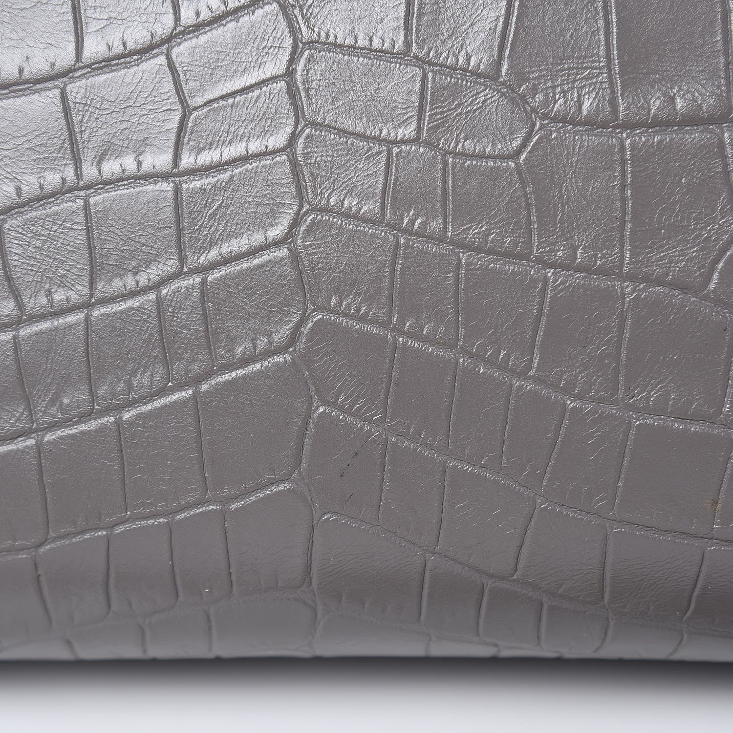 Saint Laurent Calfskin Crocodile Embossed Medium Cabas Rive Gauche Fog 12 of 17