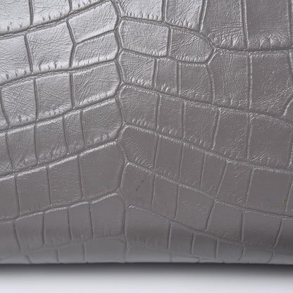 Saint Laurent Calfskin Crocodile Embossed Medium Cabas Rive Gauche Fog 12 of 17