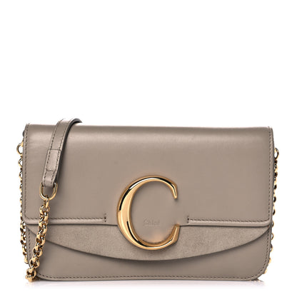 Chloe Calfskin Suede C Clutch With Chain Motty Grey 1 of 10