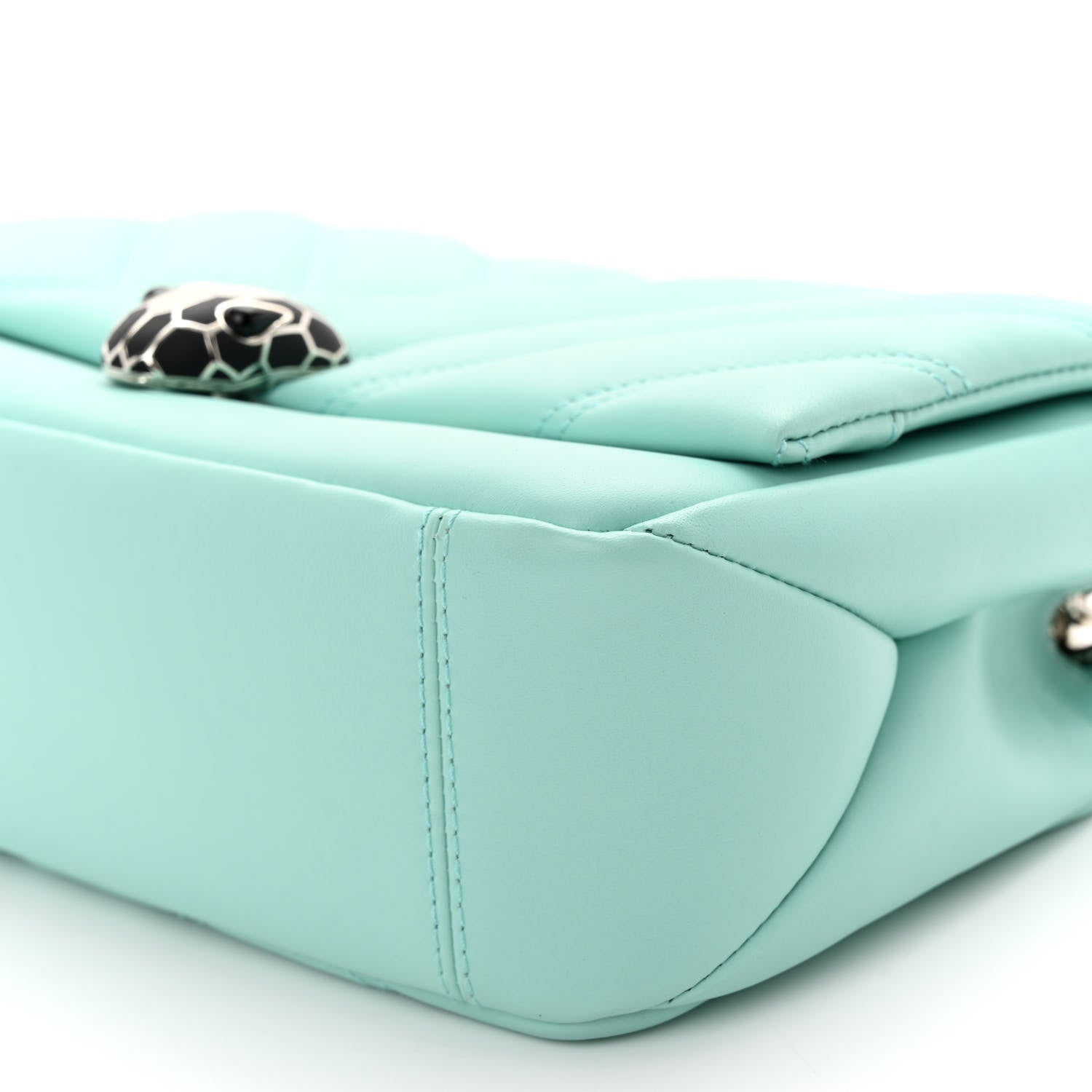 Bulgari Calfskin Matelasse Small Serpenti Cabochon Shoulder Bag Turquoise 10 of 11