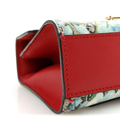 Gucci GG Supreme Monogram Blooms Small Padlock Shoulder Bag Beige Blue Navy Hibiscus Red 9 of 10