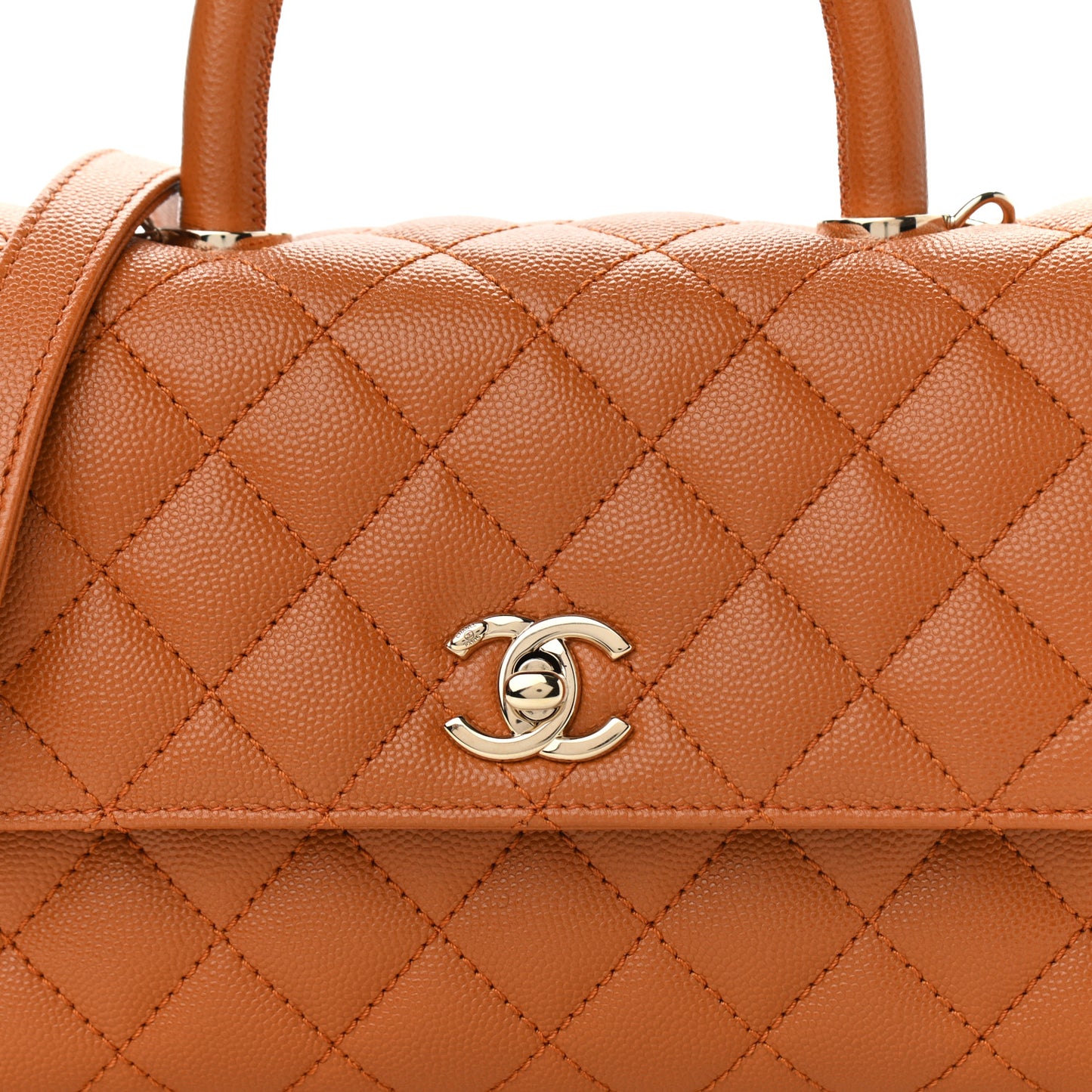 Caviar Quilted Mini Coco Handle Flap Brown