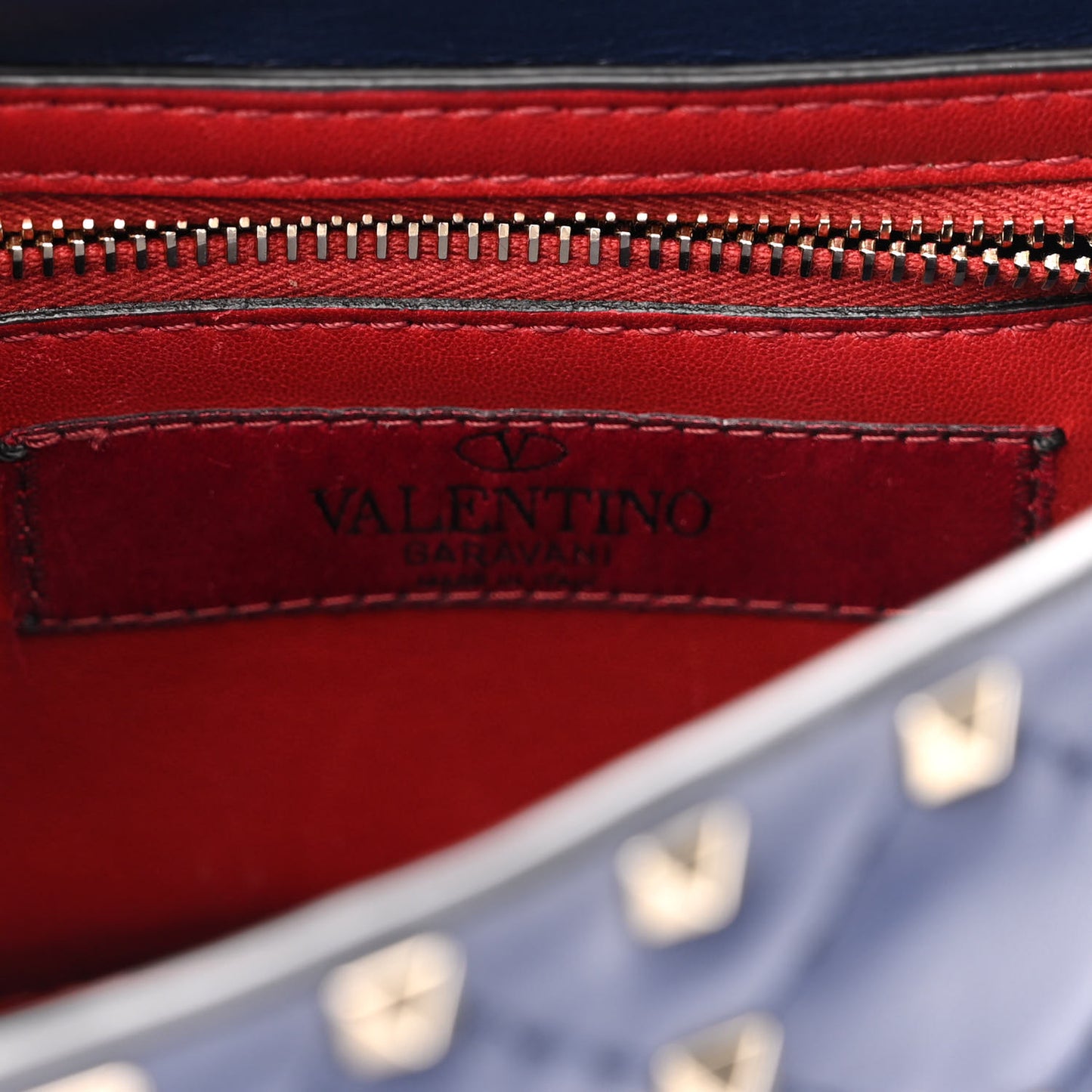 Nappa Medium Rockstud Spike Halfmoon Saddle Bag Blue