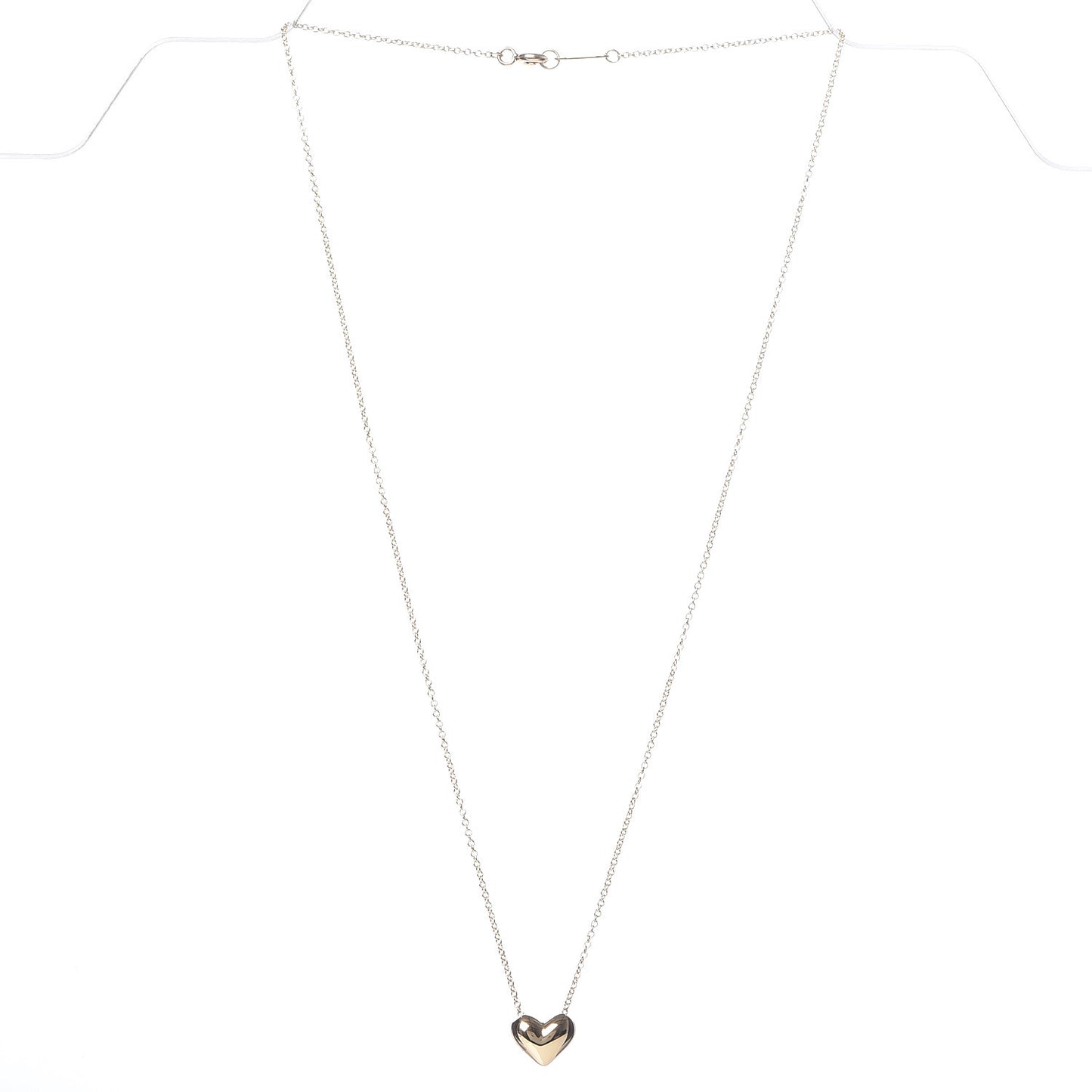 18K Yellow Gold Small Puff Heart Pendant Necklace