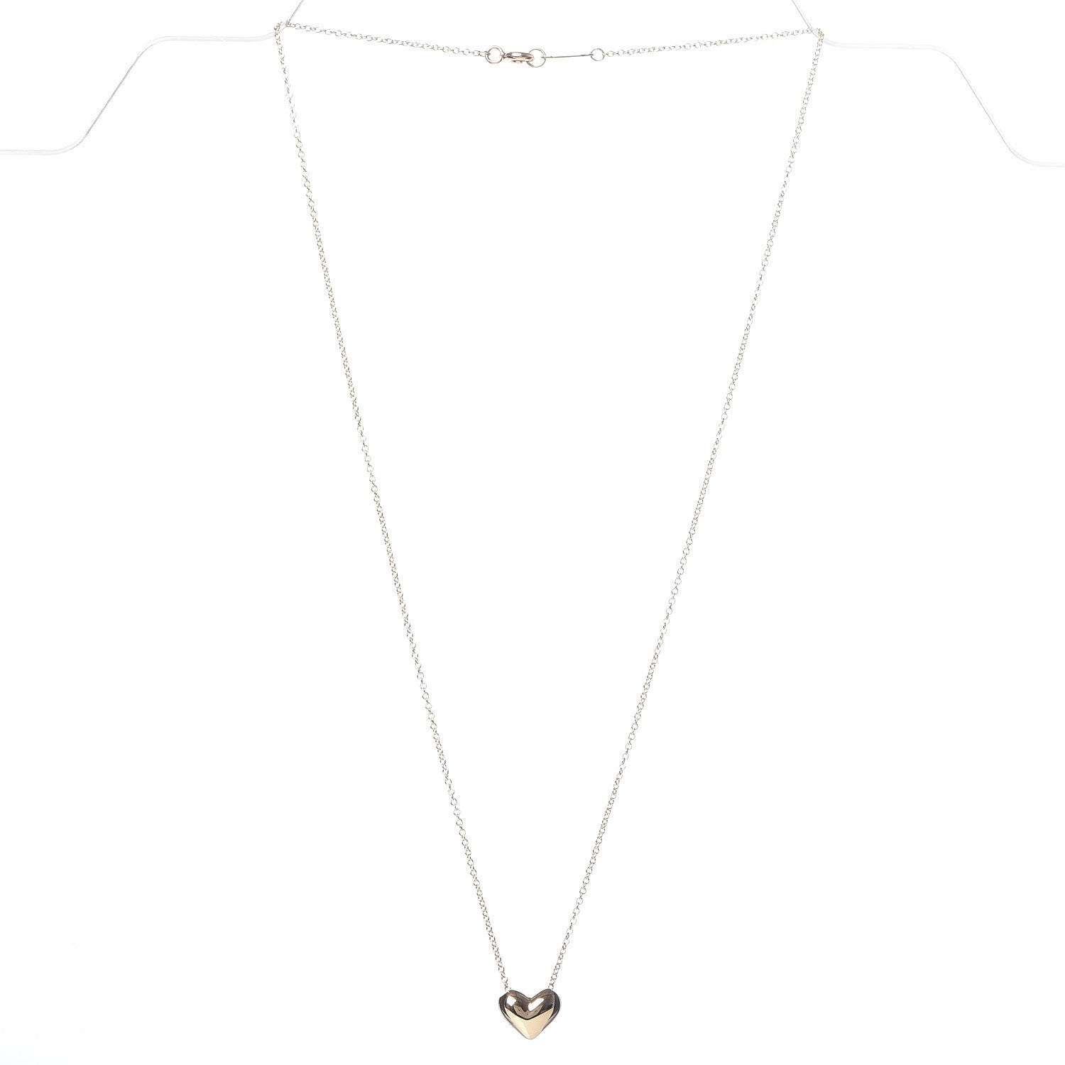 Tiffany 18K Yellow Gold Small Puff Heart Pendant Necklace 3 of 5