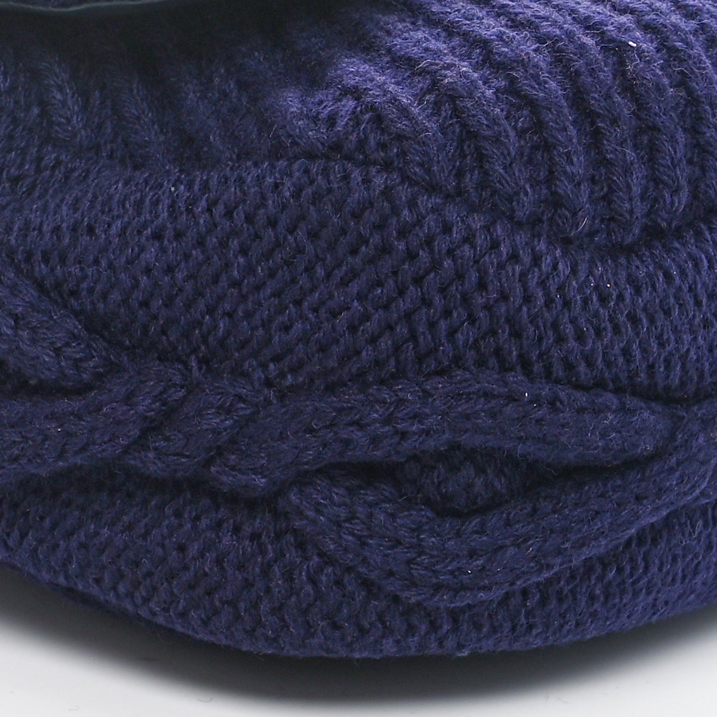 Cable Knit Calfskin Flap Bag Navy Blue