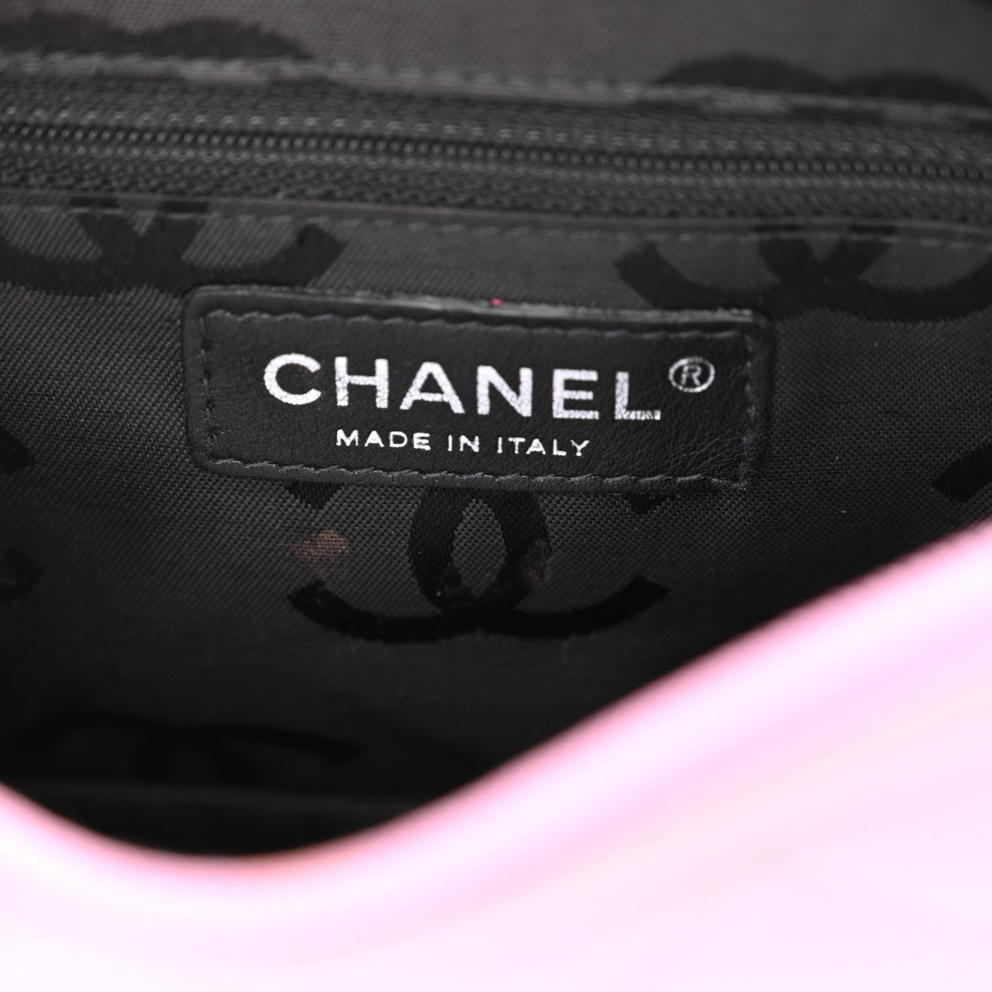 Calfskin Quilted Cambon Pochette Pink Black