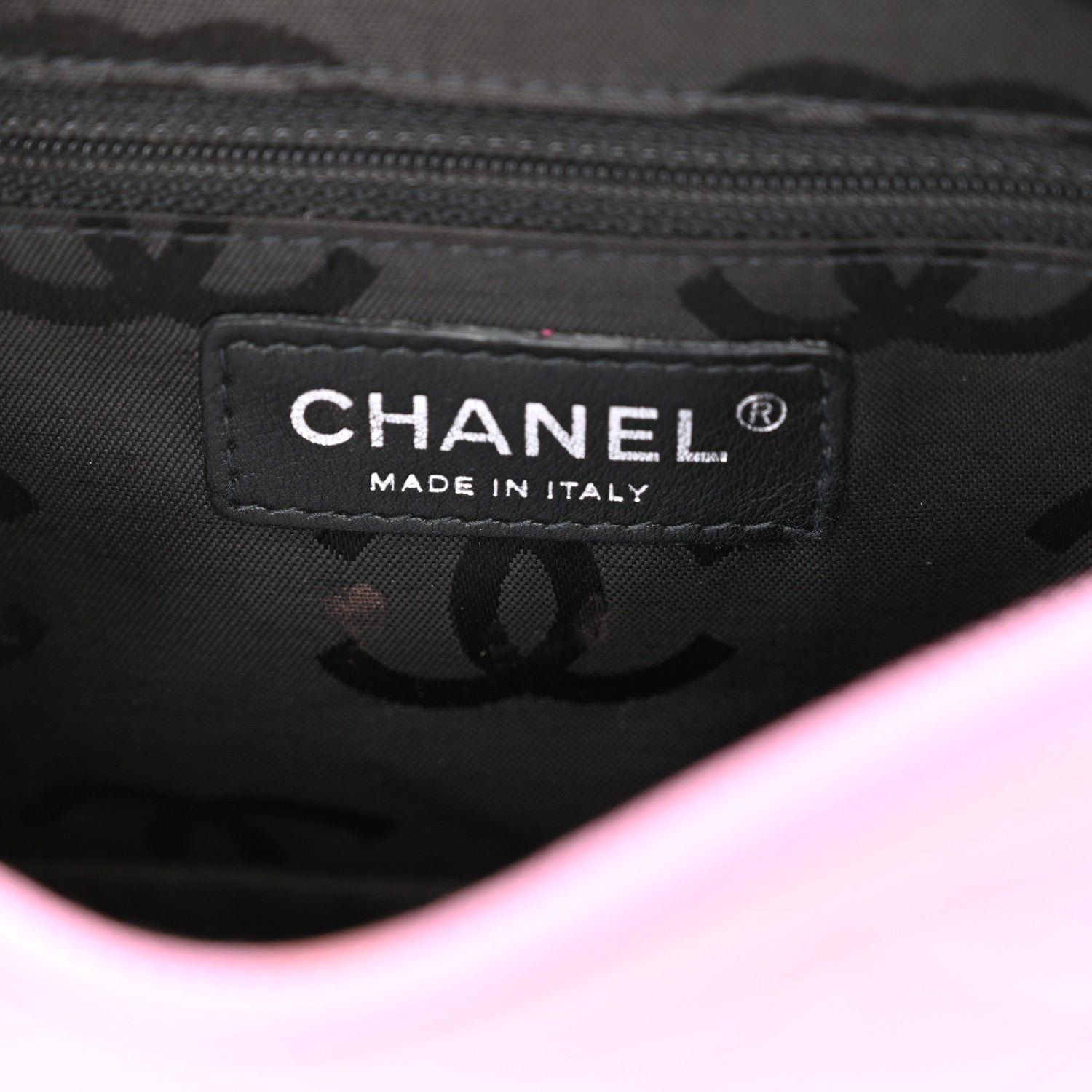 Chanel Calfskin Quilted Cambon Pochette Pink Black 11 of 13