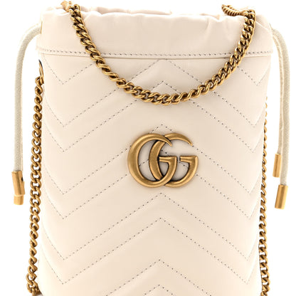 Gucci Calfskin Matelasse Mini GG Marmont 2.0 Bucket Bag White 7 of 9