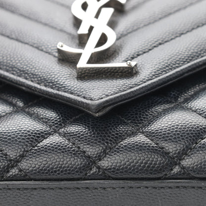 Saint Laurent Grain De Poudre Tri-Quilt Small College Monogram Satchel Black 16 of 17