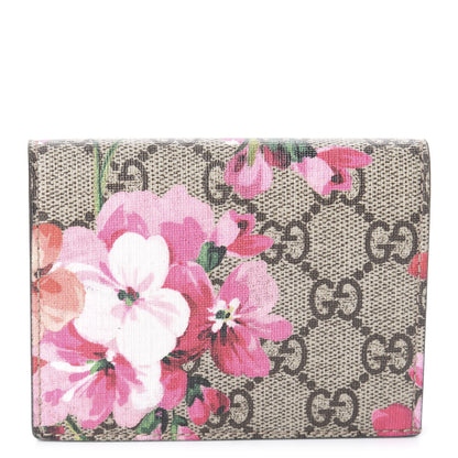 Gucci GG Supreme Monogram Blooms Card Case Beige Multicolor Dry Rose 1 of 5