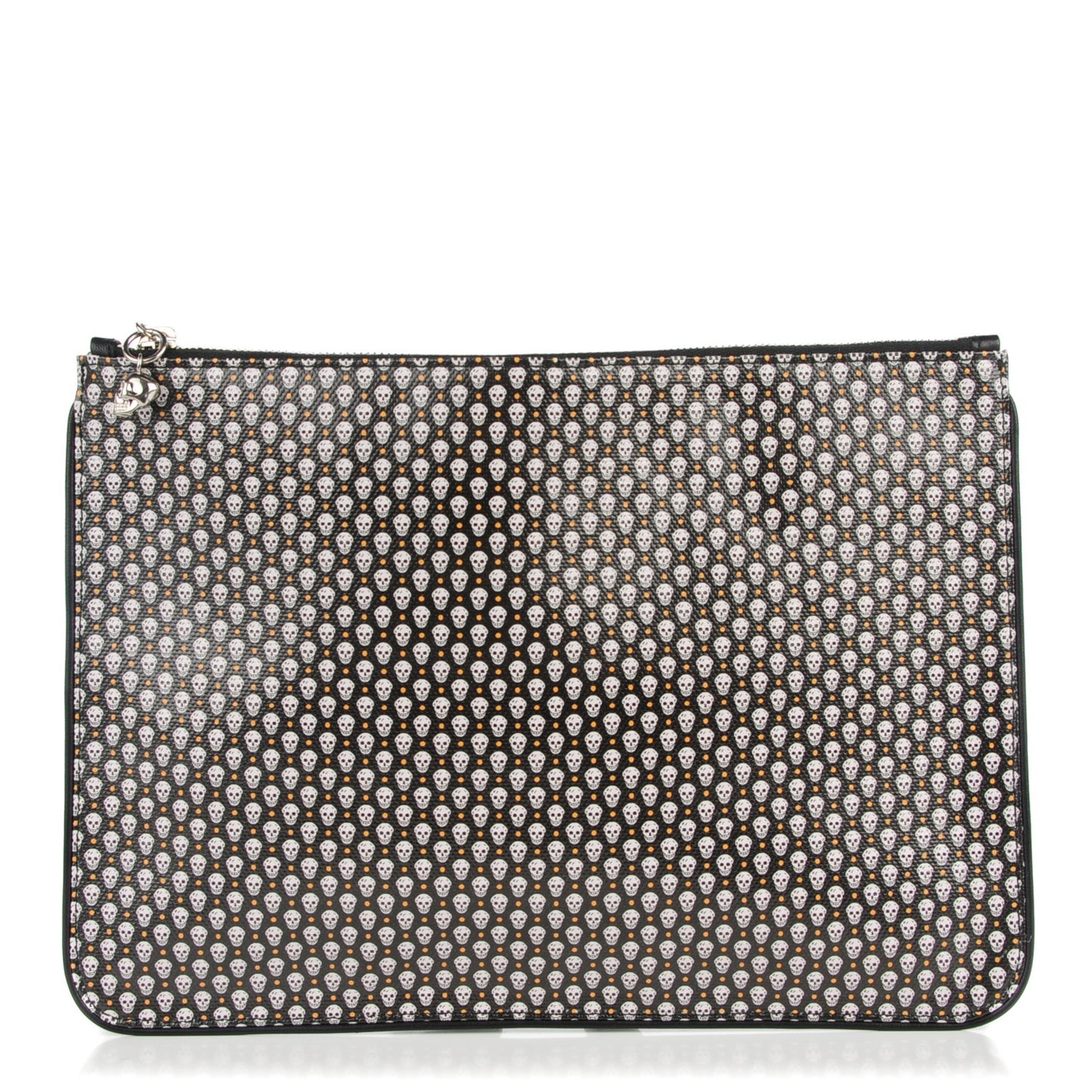 Coated Canvas Skull Zipped Pouch Black