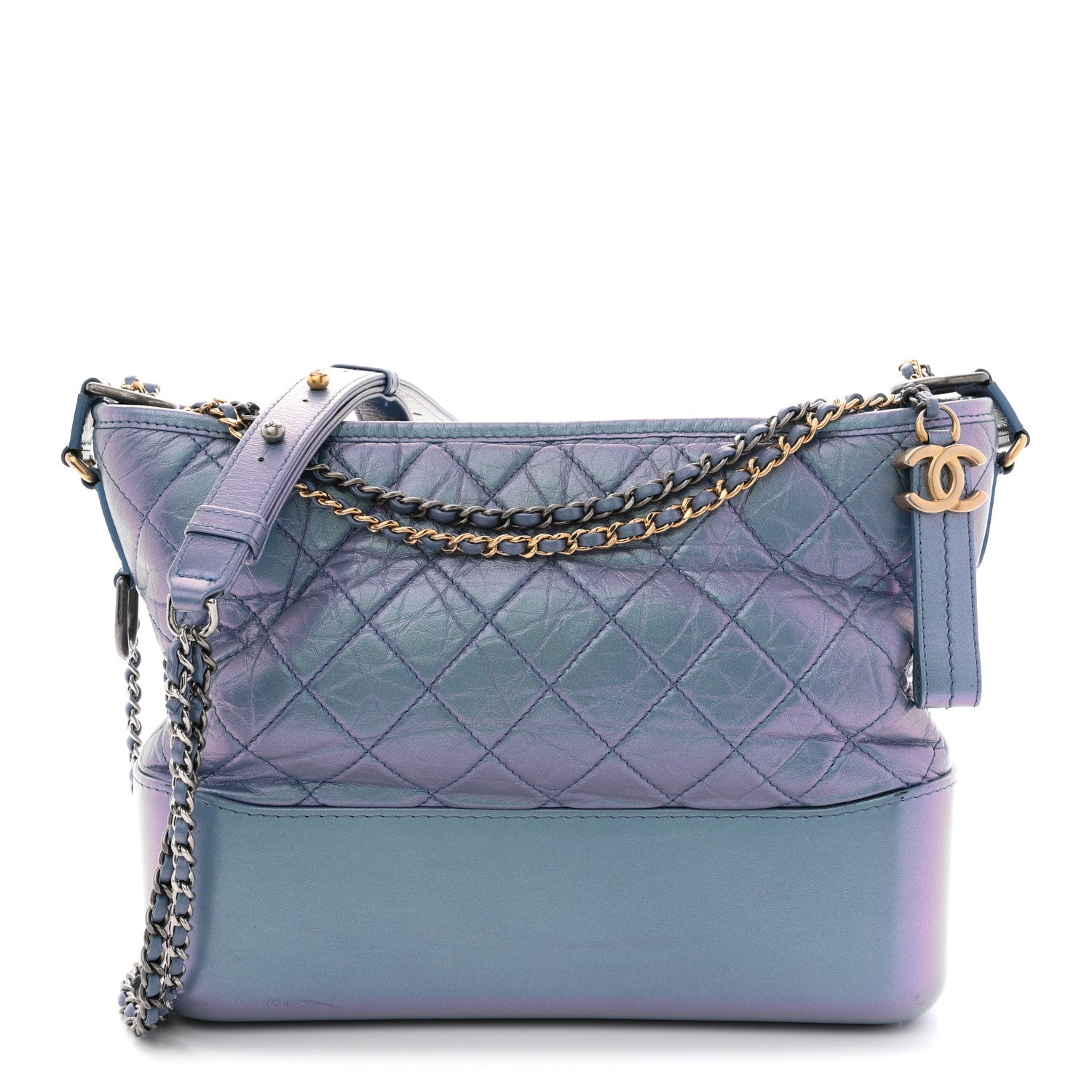 Chanel Iridescent Aged Calfskin Quilted Medium Gabrielle Hobo Blue 1 of 13
