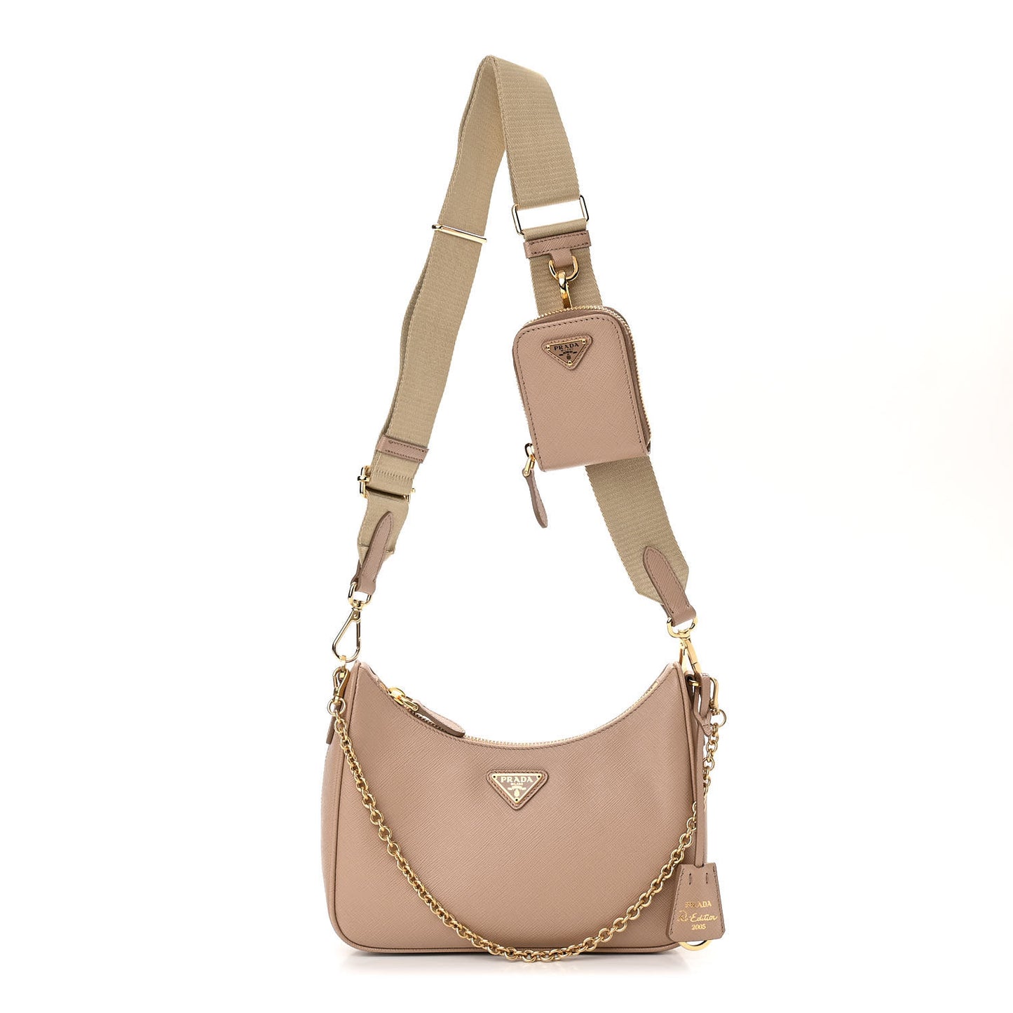 Saffiano Re-Edition 2005 Shoulder Bag Cammeo Beige