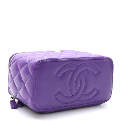 Chanel Lambskin Quilted Small Top Handle Vanity Case With Chain Purple 4 of 11