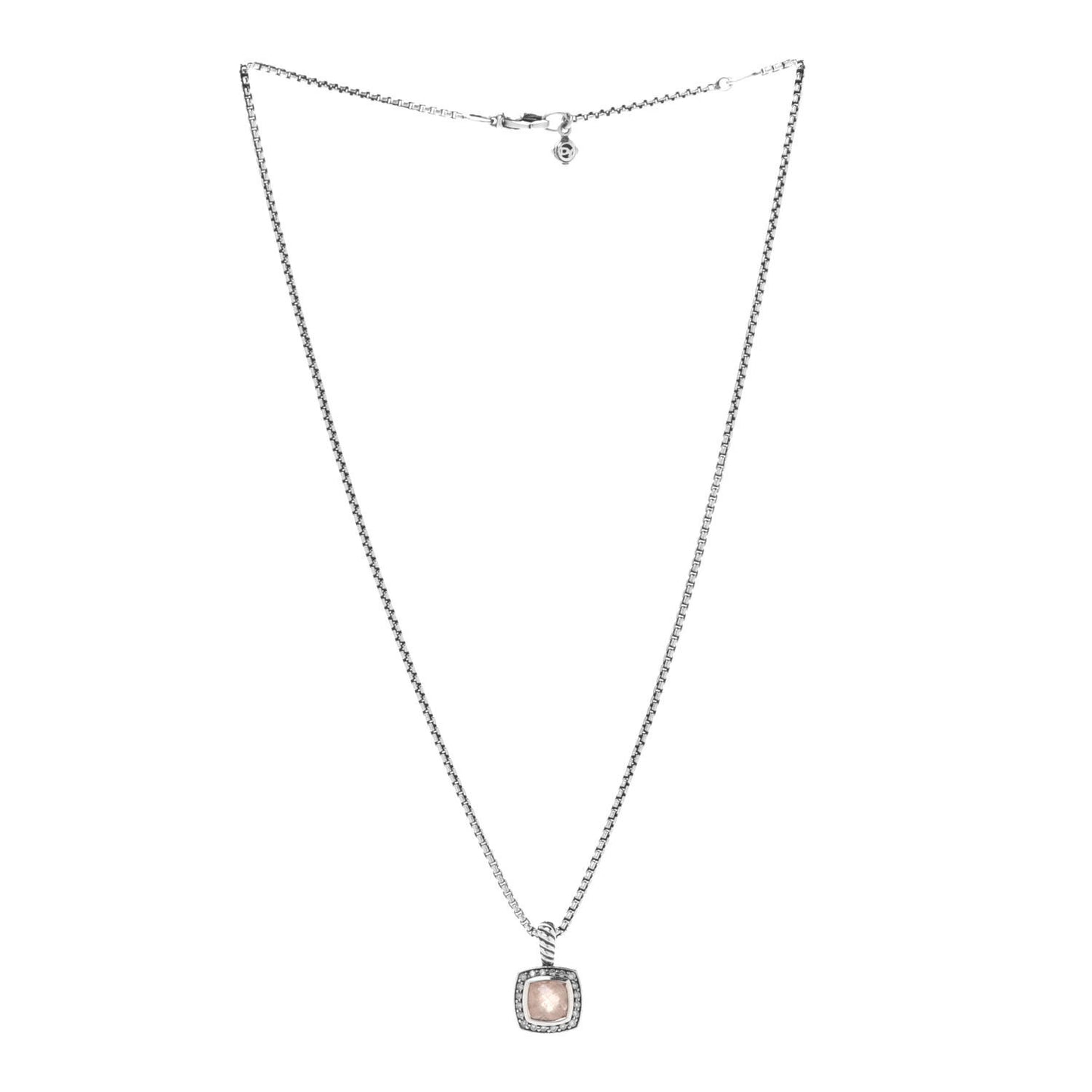 Sterling Silver Diamond Morganite 7mm Petite Albion Pendant Necklace