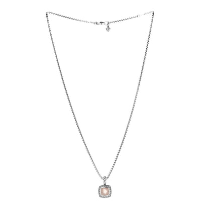 David Yurman Sterling Silver Diamond Morganite 7mm Petite Albion Pendant Necklace 3 of 6
