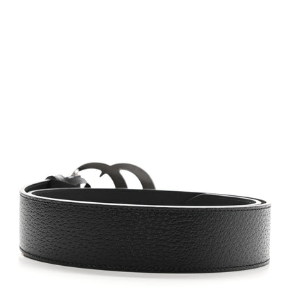 Gucci Textured Dollar Calfskin Nickel Double G 40mm Belt 85 34 Black 2 of 5
