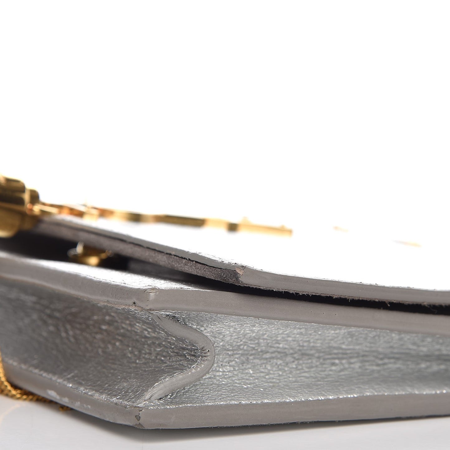 Metallic Calfskin Kate Monogram Tassel Chain Wallet Silver