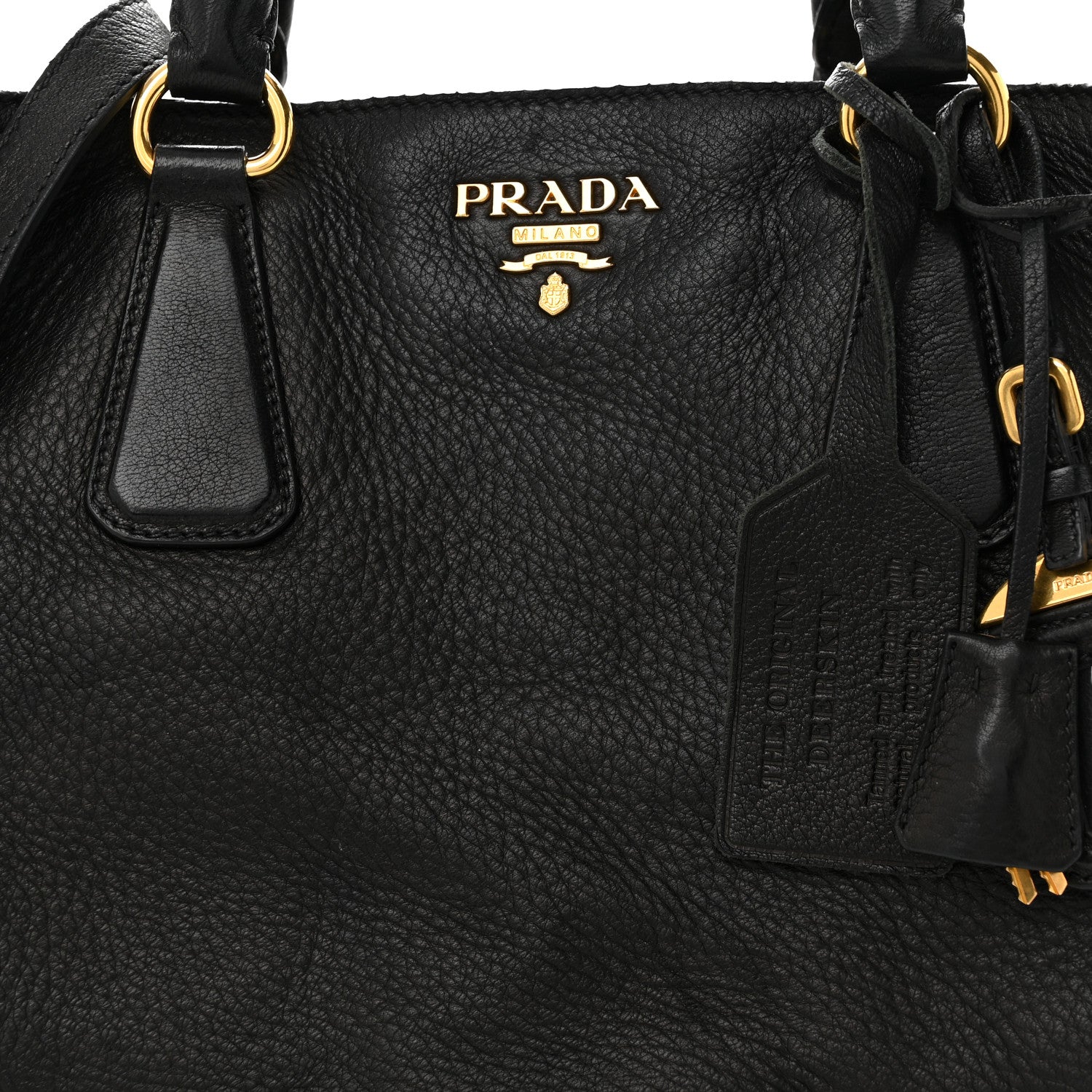 Prada Vitello Daino Tote Black 10 of 16