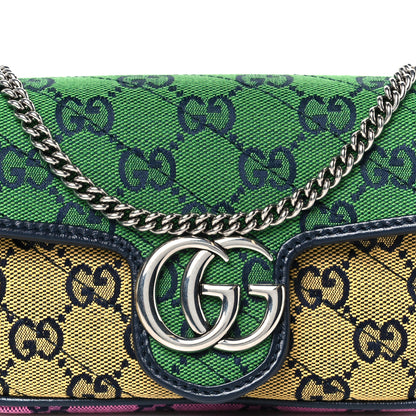 Gucci Monogram Multicolor Matelasse Diagonal Super Mini GG Marmont Shoulder Bag Green Blue Yellow Light Blue Pink 8 of 10