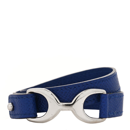 Hermes Epsom Baby Pavane Double Tour Bracelet S Bleu Electrique 1 of 6