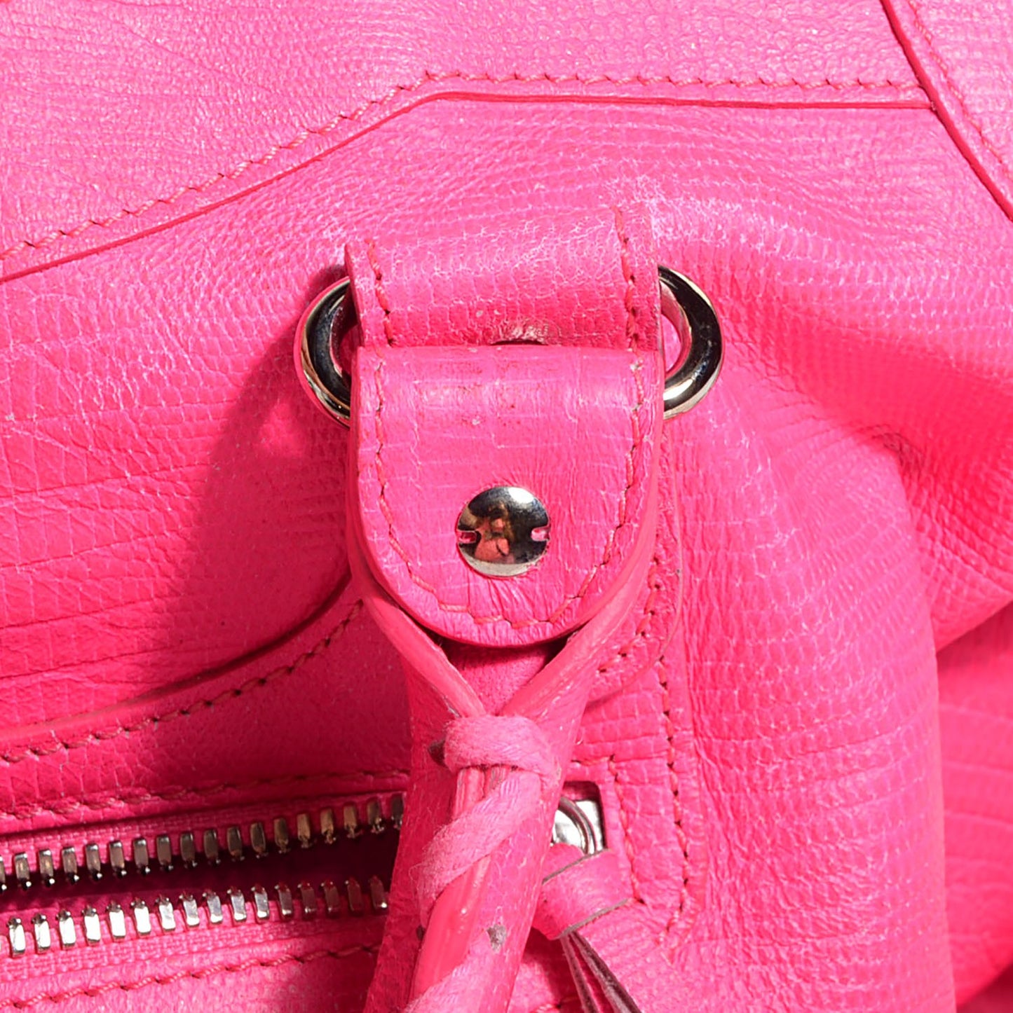 Calfskin Lizard Embossed Classic Silver Hardware City Rose Fluo