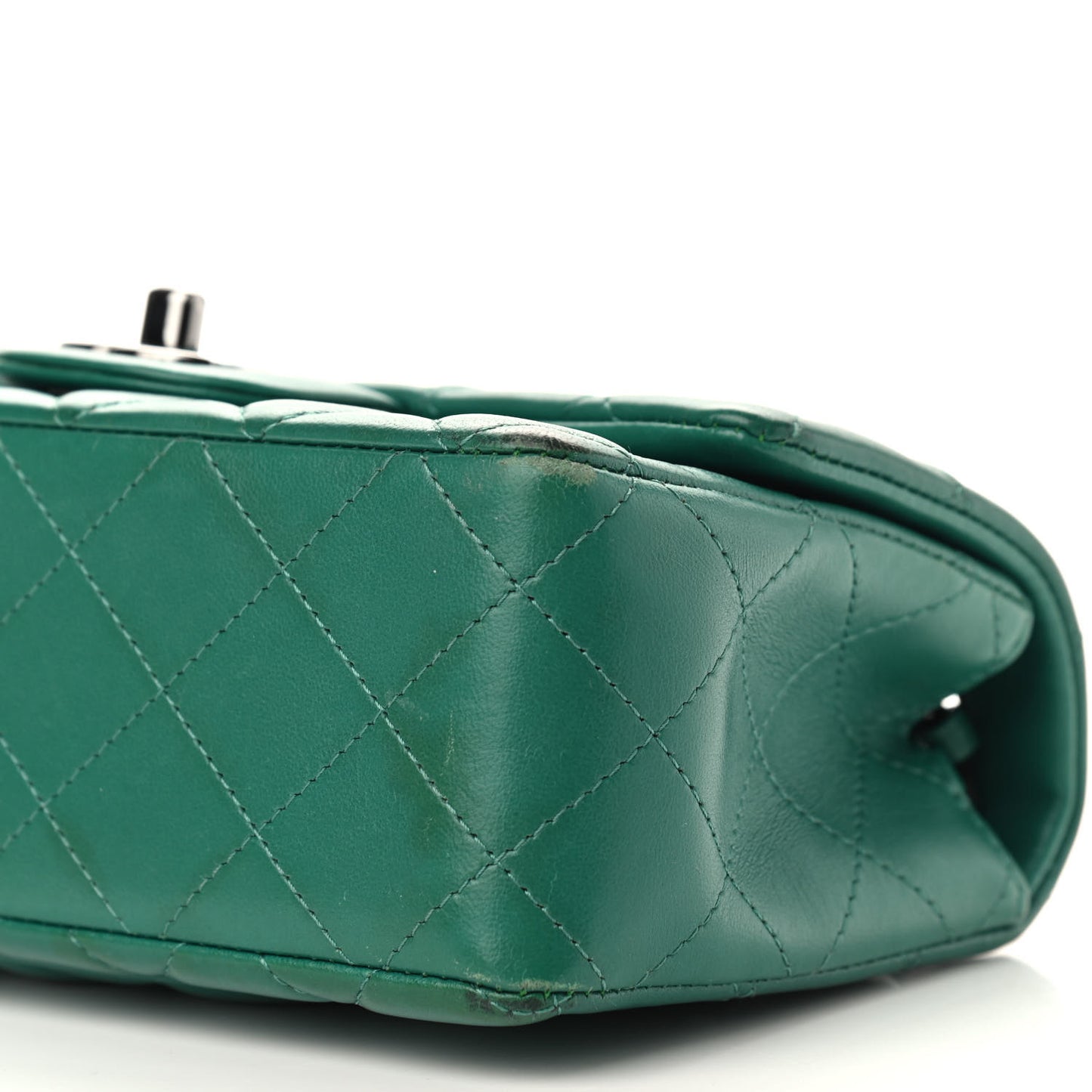 Lambskin Quilted Mini Rectangular Flap Green