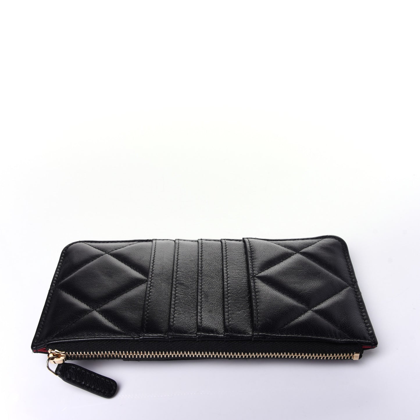 Goatskin Quilted Chanel 19 Flat Wallet Pouch Black