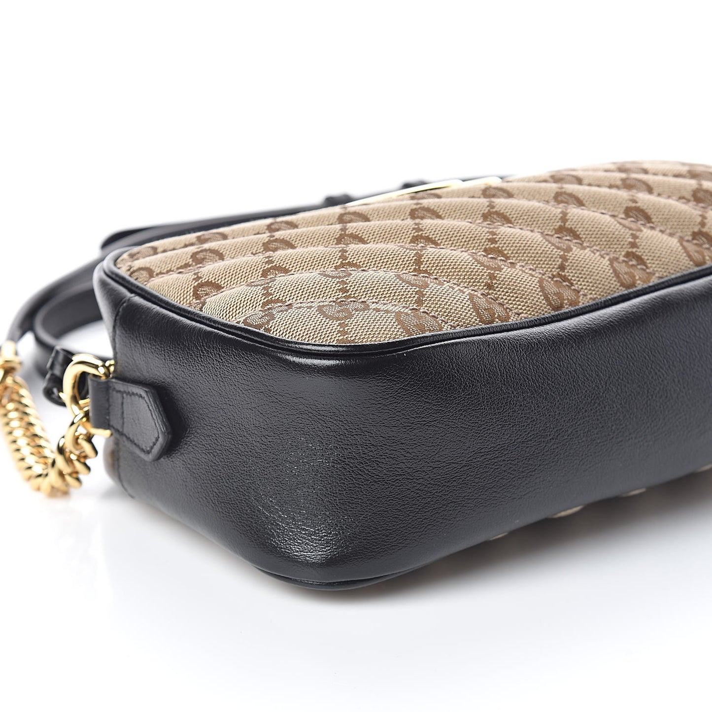 Monogram Matelasse Diagonal Small GG Marmont Chain Shoulder Bag Beige Black