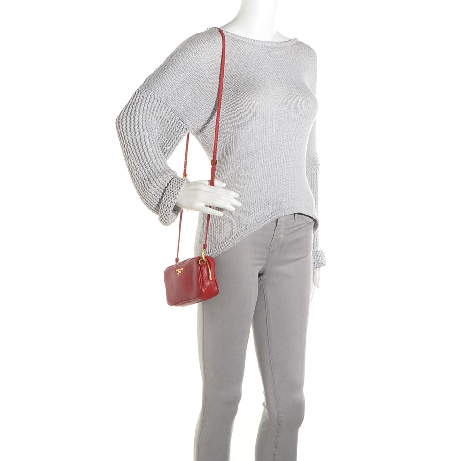 Prada Vitello Daino Mini Camera Crossbody Bag Fuoco 2 of 10