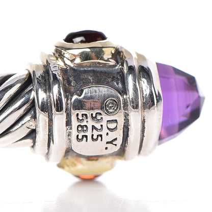 David Yurman Sterling Silver 14K Yellow Gold Amethyst Tourmaline Rhodolite 5mm Cable Renaissance Bracelet 3 of 4