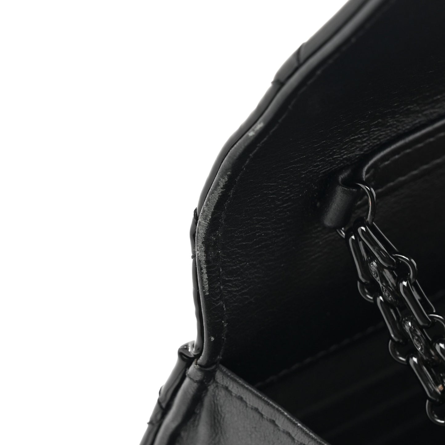 Patent Calfskin Quilted Reissue Wallet On Chain WOC So Black