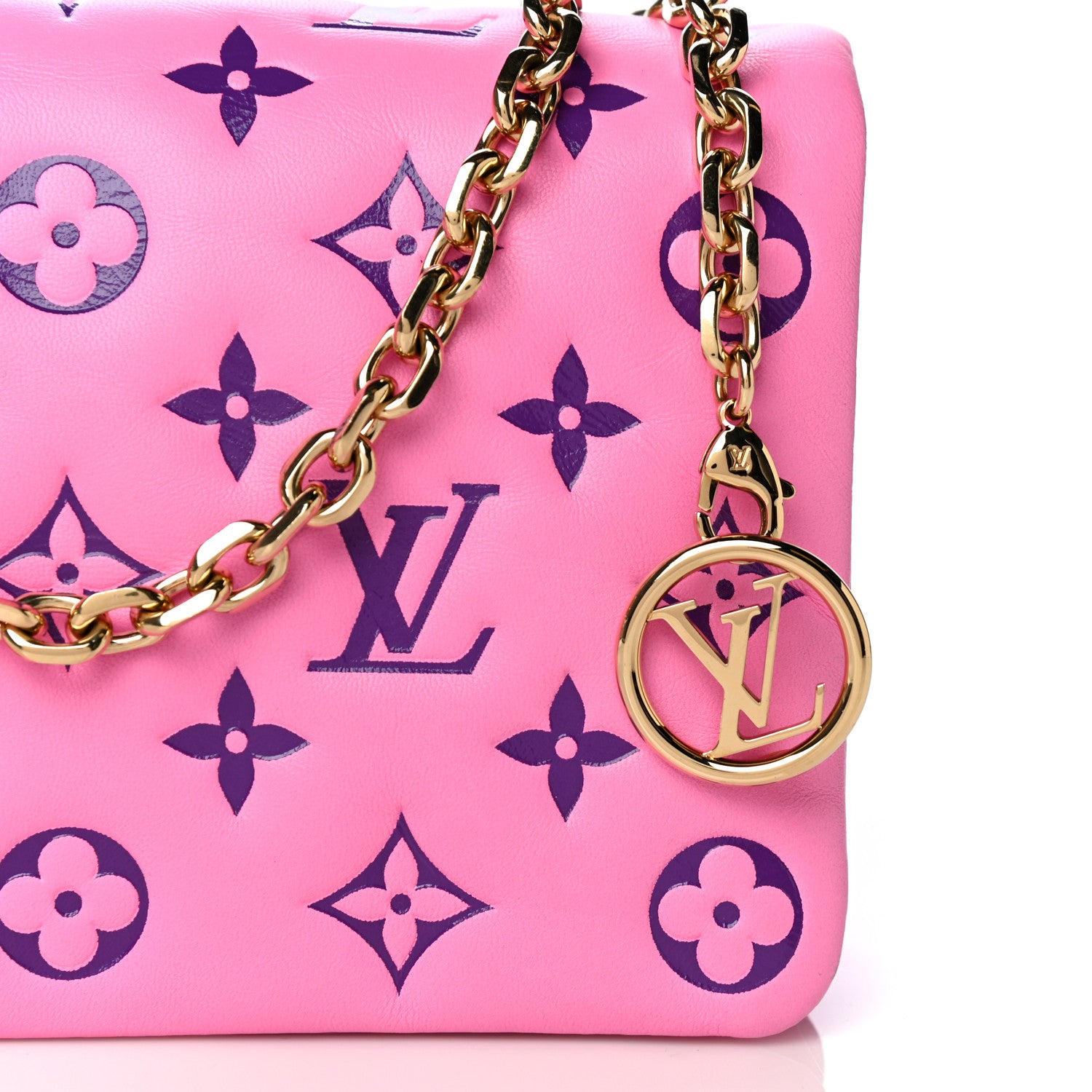Louis Vuitton Lambskin Embossed Monogram Vuittamins Pochette Coussin Rose Violet 11 of 17