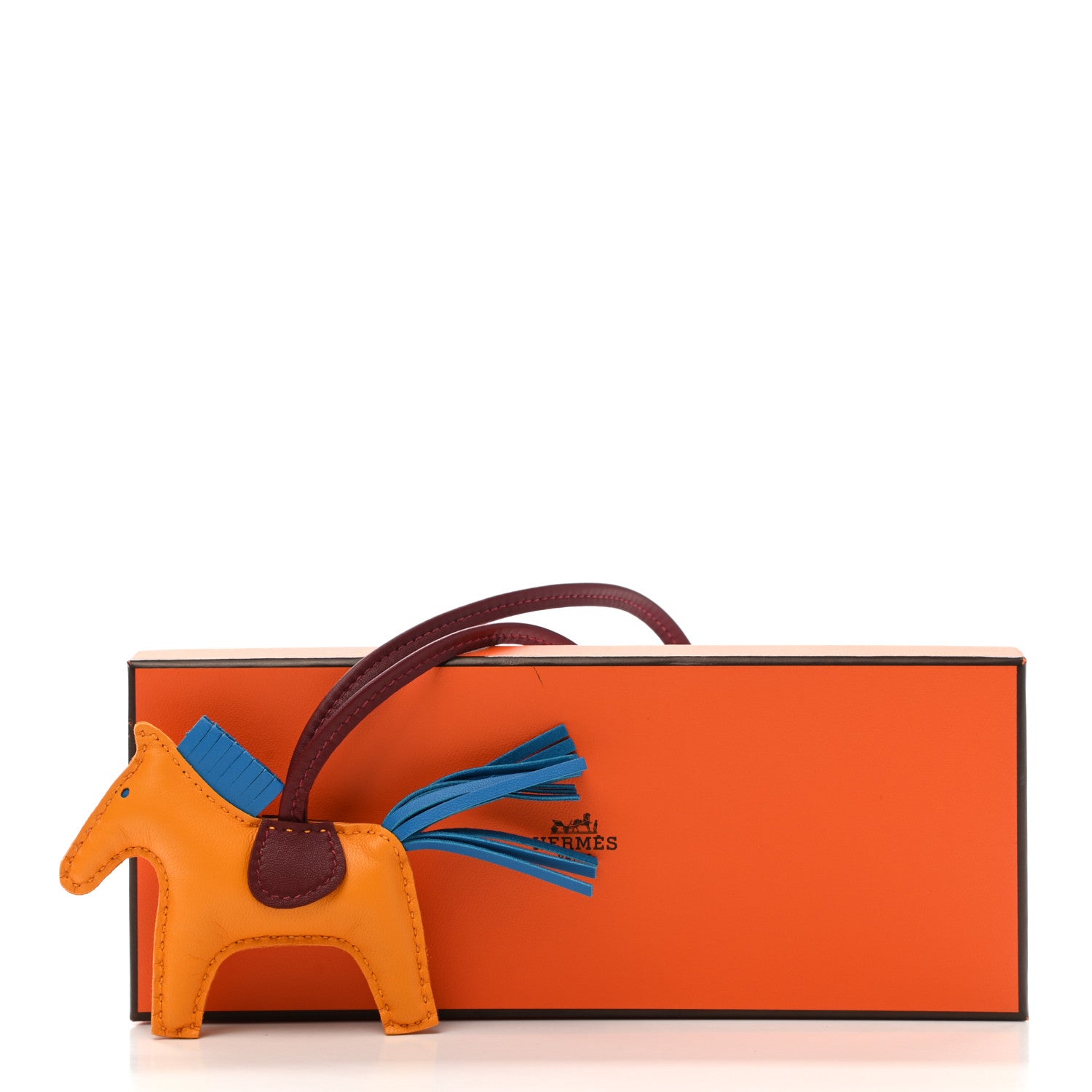 Hermes Milo Lambskin Grigri Rodeo Horse Bag Charm PM Jaune D'Or Bleu Zanzibar Rouge H 5 of 5