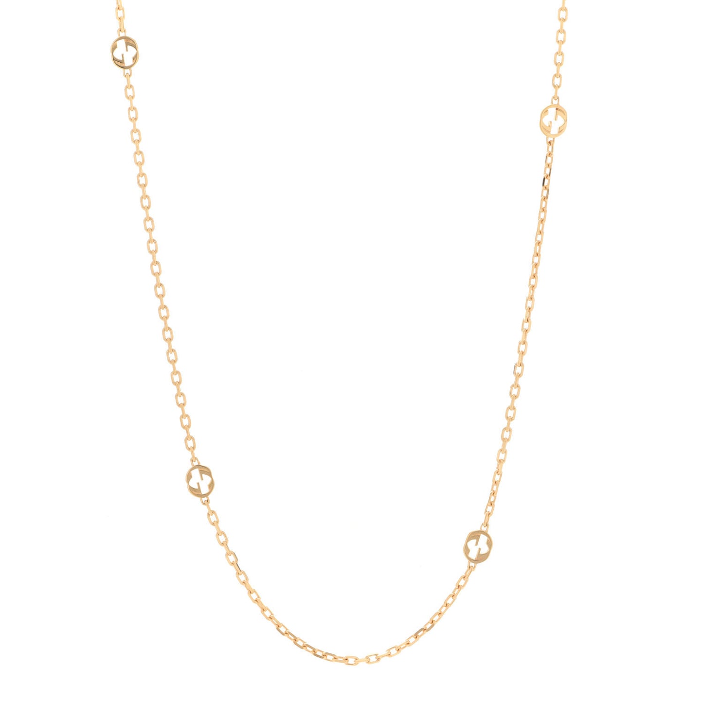 18K Yellow Gold Running GG Station Necklace