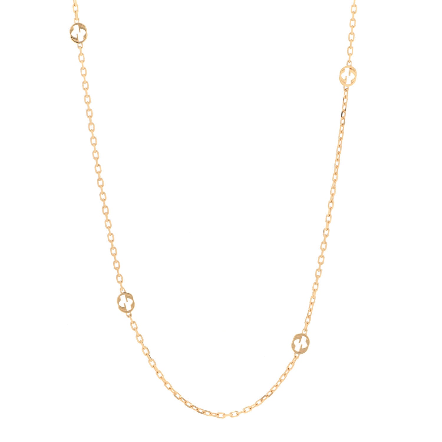Gucci 18K Yellow Gold Running GG Station Necklace 1 of 6