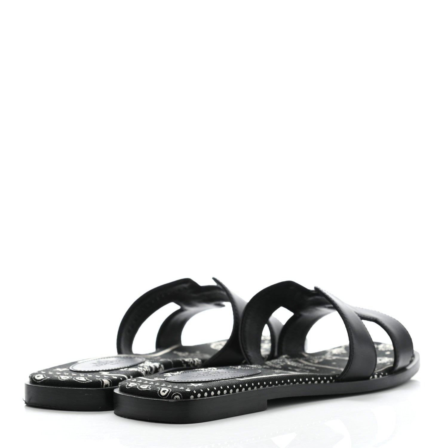 Hermes Box Cotton Canvas Printed Les Cles Bandana Oran Sandals 36 Black 4 of 10