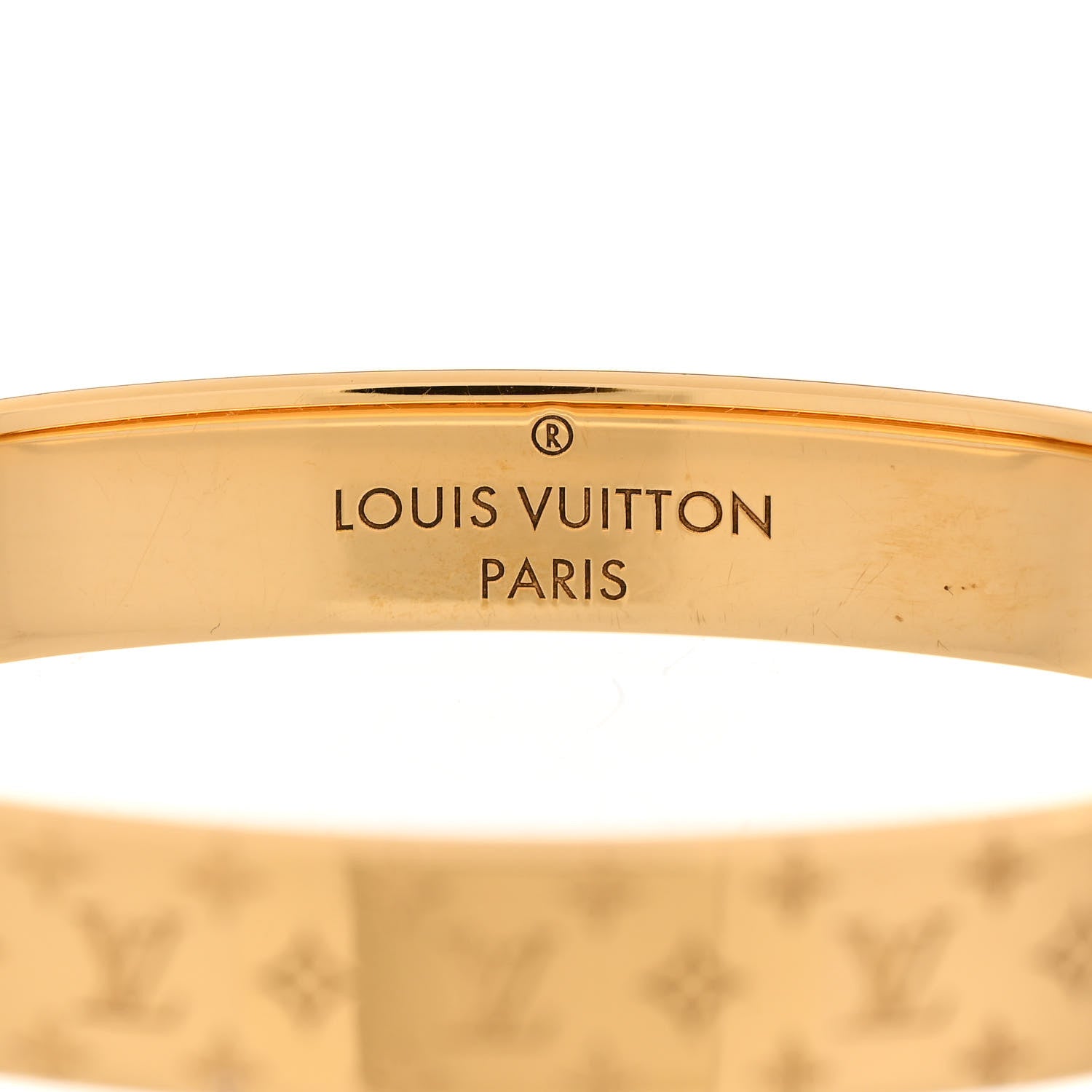 Louis Vuitton Brass Crystal Monogram Nanogram Strass Cuff S Gold 5 of 6