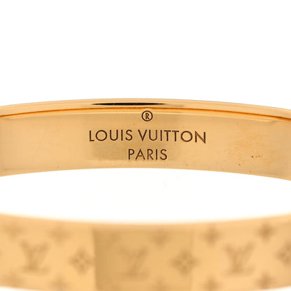 Louis Vuitton Brass Crystal Monogram Nanogram Strass Cuff S Gold 5 of 6