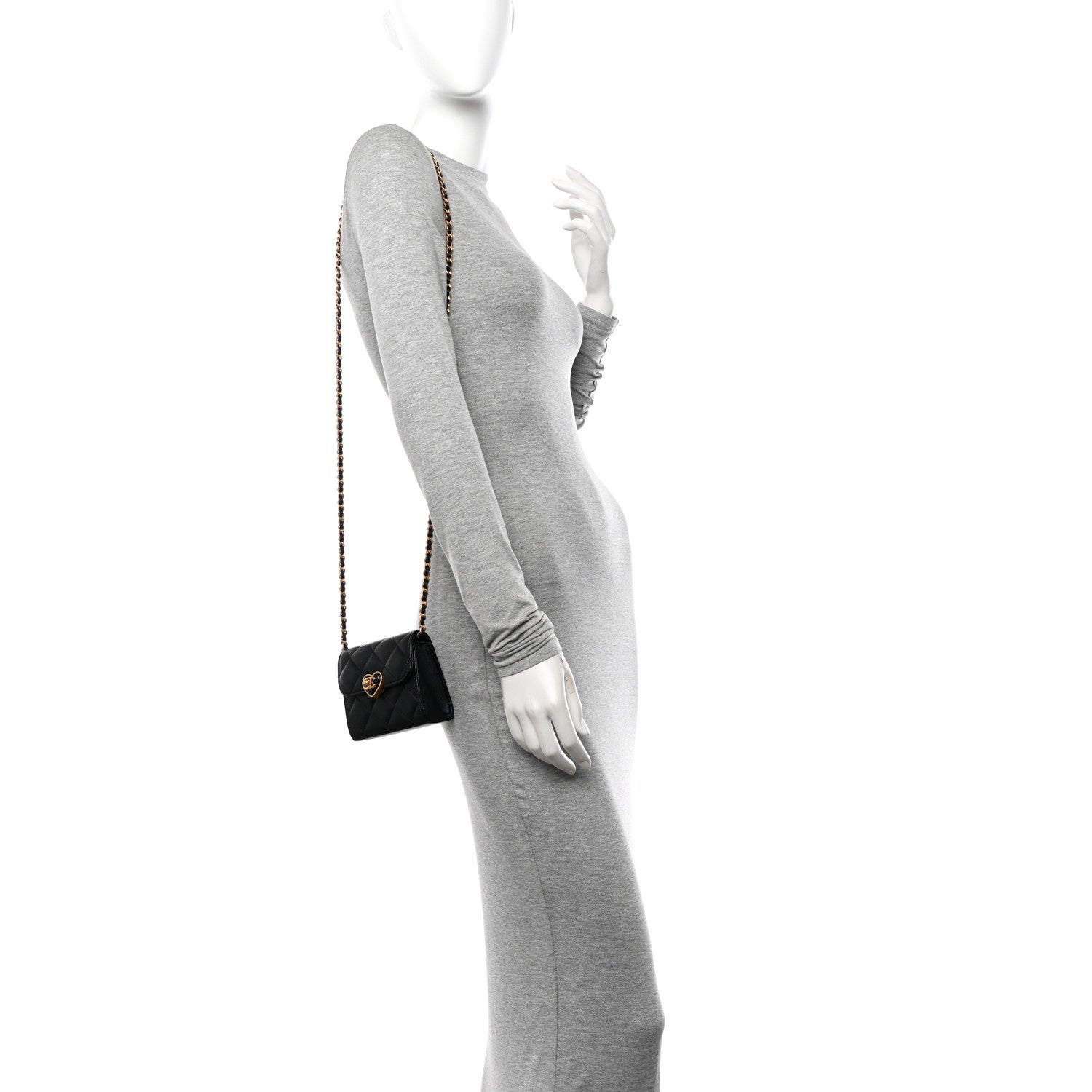 Chanel Lambskin Plexiglass Quilted Coco Love Clutch With Chain Black 2 of 11