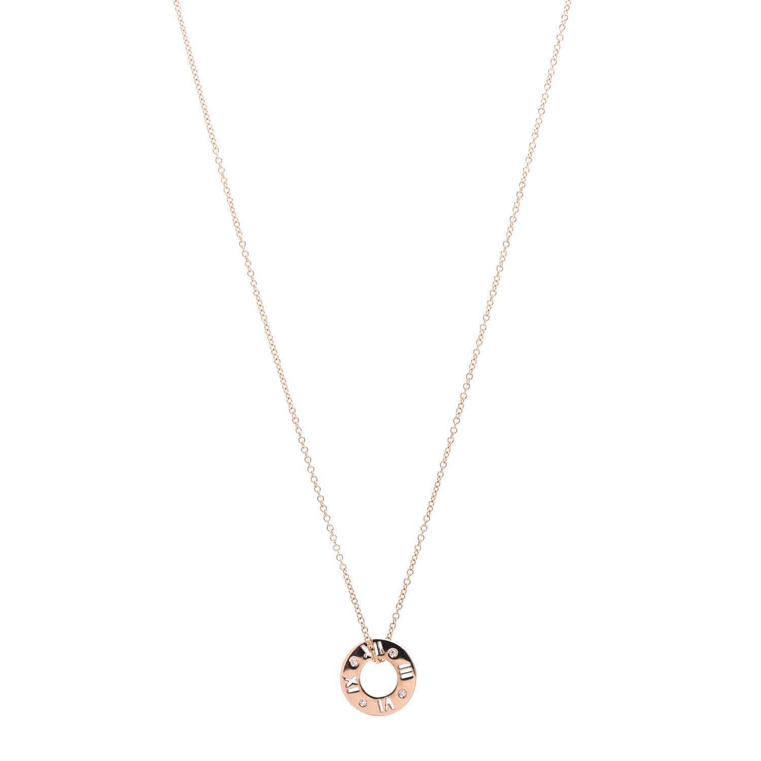Tiffany 18K Rose Gold Diamond Atlas Pierced Pendant Necklace 1 of 4