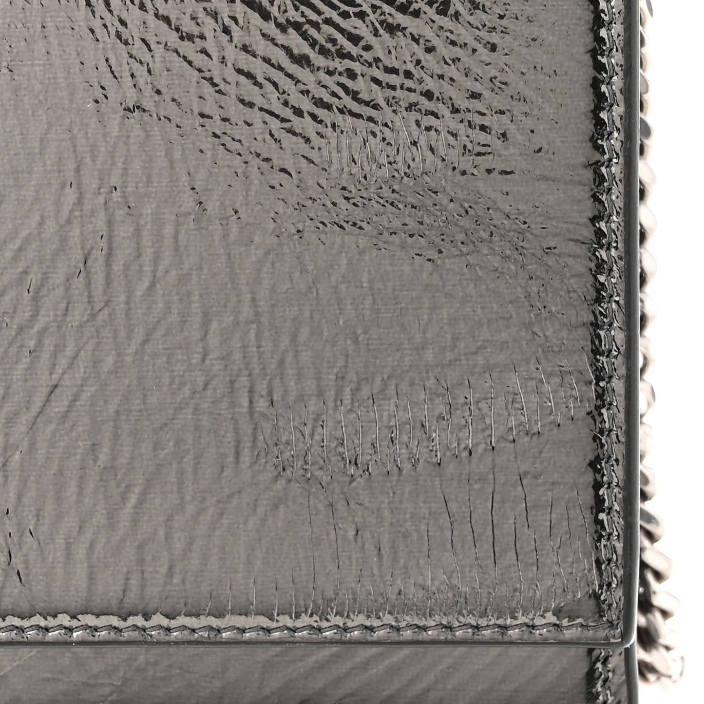 Metallic Crackled Calfskin Kate Monogram Tassel Chain Wallet Antracite Black