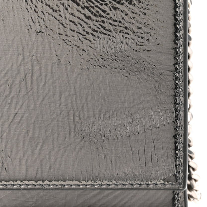 Saint Laurent Metallic Crackled Calfskin Kate Monogram Tassel Chain Wallet Antracite Black 13 of 16